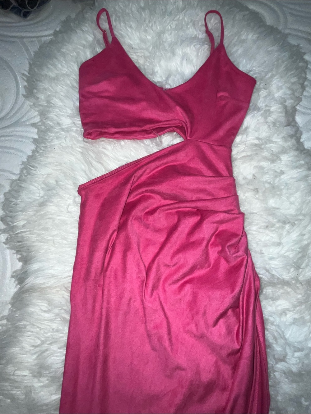LONG Pink Cutout Spaghetti Strap Dress